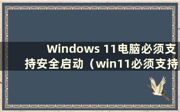 Windows 11电脑必须支持安全启动（win11必须支持安全启动）